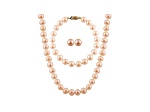 7-7.5mm Pink Cultured Freshwater Pearl 14k Yellow Gold Jewelry Set
