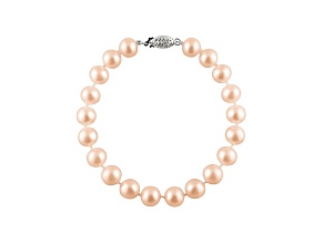 7-7.5mm Pink Cultured Freshwater Pearl 14k White Gold Line Bracelet 8 inches