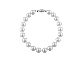 7-7.5mm White Cultured Freshwater Pearl 14k White Gold Line Bracelet 8 inches