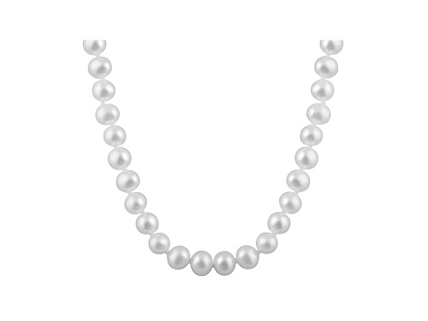 7-7.5mm White Cultured Freshwater Pearl 14k White Gold Strand Necklace 18 inches