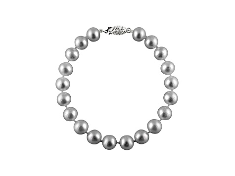 6-6.5mm Silver Cultured Freshwater Pearl 14k White Gold Line Bracelet 7.25 inches