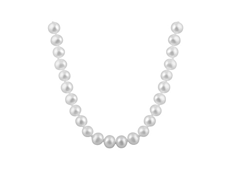 6-6.5mm White Cultured Freshwater Pearl Sterling Silver Strand Necklace
