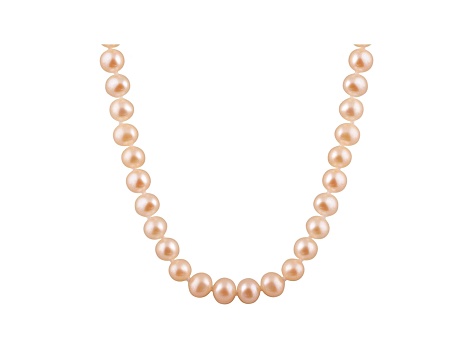 6-6.5mm Pink Cultured Freshwater Pearl 14k White Gold Strand Necklace 20 inches