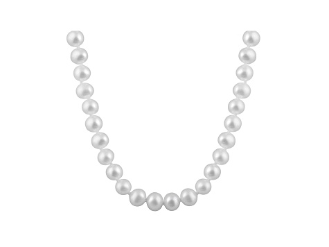 6-6.5mm White Cultured Freshwater Pearl 14k White Gold Strand Necklace 20 inches