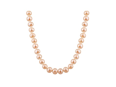 6-6.5mm Pink Cultured Freshwater Pearl 14k White Gold Strand Necklace 14 inches
