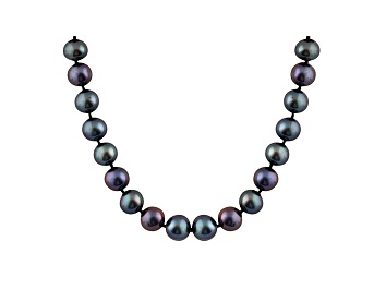 Picture of 6-6.5mm Black Cultured Freshwater Pearl Rhodium Over Sterling Silver Strand Necklace