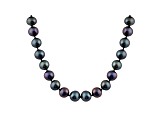 Pearlfection® 6-6.5mm Black Cultured Freshwater Pearl Rhodium Over Sterling Silver Strand Necklace