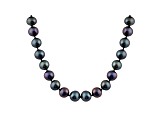 6-6.5mm Black Cultured Freshwater Pearl Rhodium Over Sterling Silver Strand Necklace