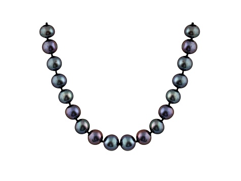 Pearlfection® 6-6.5mm Black Cultured Freshwater Pearl Rhodium Over Sterling Silver Strand Necklace