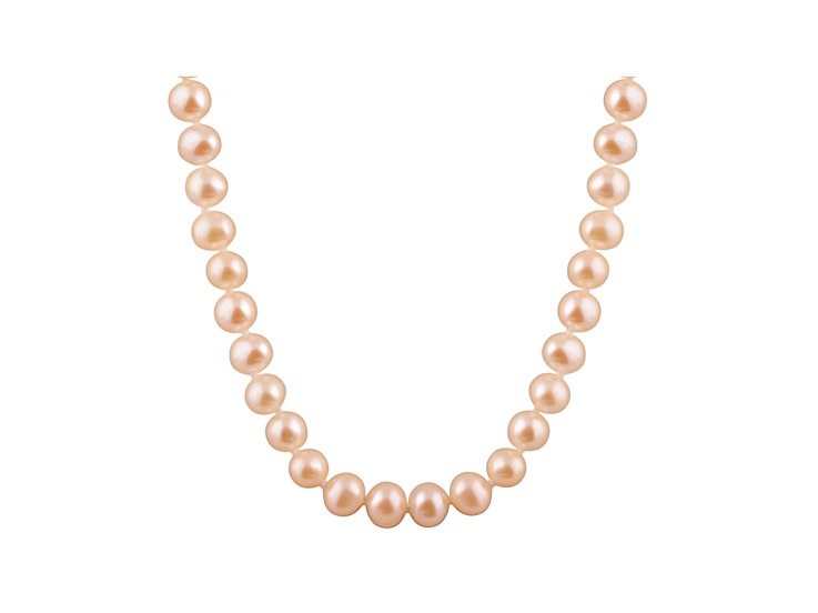 11-11.5mm Pink Cultured Freshwater Pearl Sterling Silver Strand Necklace