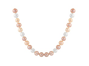 11-11.5mm Multi-Color Cultured Freshwater Pearl 14k White Gold Strand Necklace