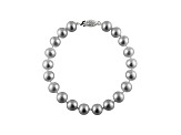 10-10.5mm Silver Cultured Freshwater Pearl Rhodium Over Sterling Silver Line Bracelet