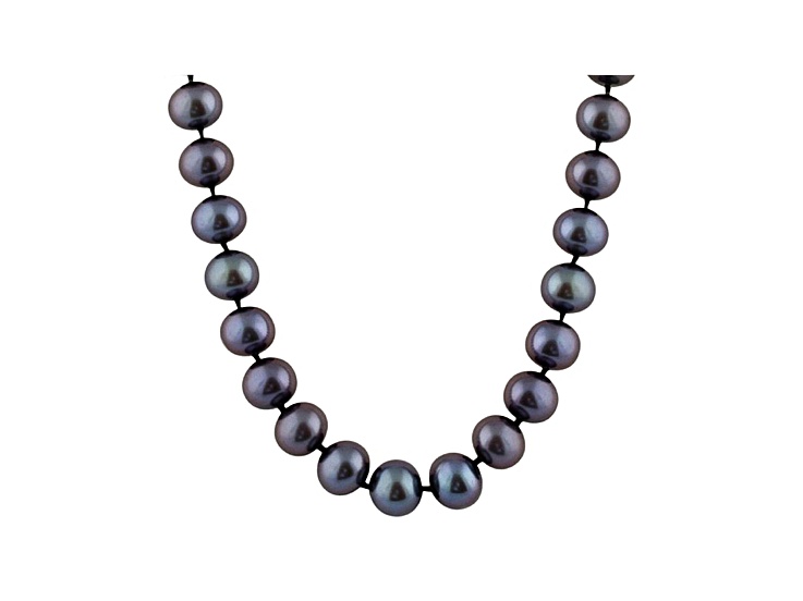 10-10.5mm Black Cultured Freshwater Pearl 14k Yellow Gold Strand Necklace