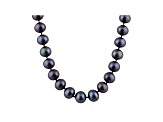 10-10.5mm Black Cultured Freshwater Pearl Sterling Silver Strand Necklace