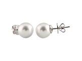 9-9.5mm White Cultured Australian South Sea Pearl 14k White Gold Stud Earrings