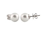 9-9.5mm White Cultured Australian South Sea Pearl 14k White Gold Stud Earrings