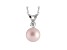 7-7.5mm Cultured Freshwater Pearl With Diamond 14k White Gold Pendant With Chain