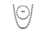 Platinum Cultured Freshwater Pearl Sterling Silver 18 Inch Strand Necklace, Bracelet & Earring Set
