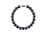 9-9.5mm Black Cultured Freshwater Pearl 14k White Gold Line Bracelet 8 inches