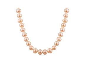 8-8.5mm Pink Cultured Freshwater Pearl 14k Yellow Gold Strand Necklace 20 inches