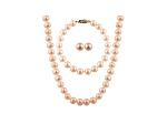 7-7.5mm Pink Cultured Freshwater Pearl 14k Yellow Gold Jewelry Set