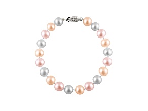 7-7.5mm Multi-Color Cultured Freshwater Pearl 14k White Gold Line Bracelet 7.25 inches