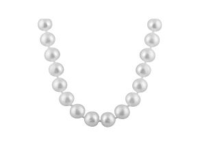 7-7.5mm White Cultured Freshwater Pearl 14k White Gold Strand Necklace 28 inches