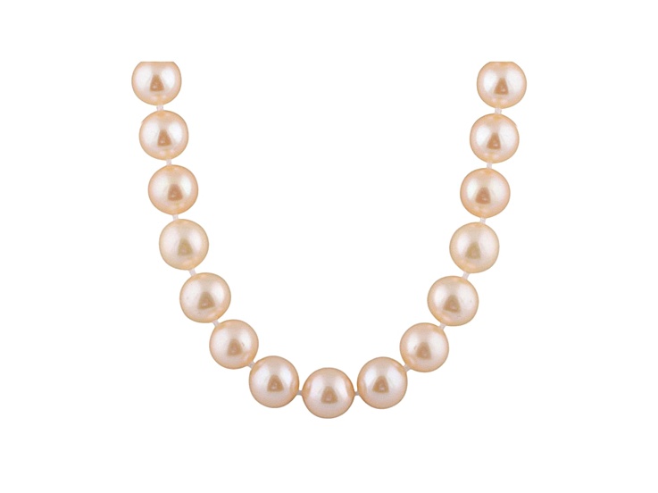 7-7.5mm Pink Cultured Freshwater Pearl 14k White Gold Strand Necklace 24 inches
