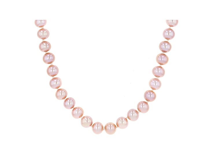 7-7.5mm Purple Cultured Freshwater Pearl 14k White Gold Strand Necklace