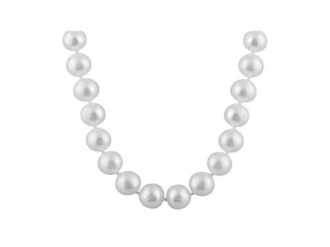 7-7.5mm White Cultured Freshwater Pearl 14k White Gold Strand Necklace 16  inches - PII322