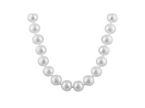 7-7.5mm White Cultured Freshwater Pearl 14k White Gold Strand Necklace 16 inches