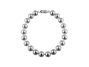 6-6.5mm Silver Cultured Freshwater Pearl Rhodium Over Sterling Silver Line Bracelet