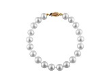 11-11.5mm White Cultured Freshwater Pearl 14k Yellow Gold Line Bracelet