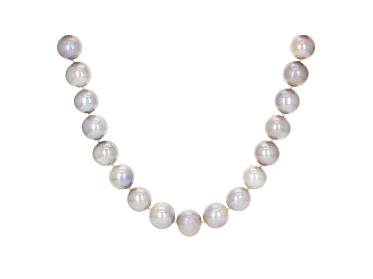 11-11.5mm Purple Cultured Freshwater Pearl 14k Yellow Gold Strand Necklace