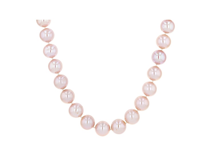 11-11.5mm Purple Cultured Freshwater Pearl 14k Yellow Gold Strand Necklace