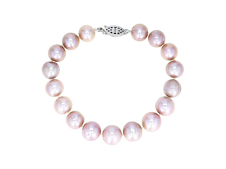 10-10.5mm Purple Cultured Freshwater Pearl Sterling Silver Line Bracelet 7.25 inches