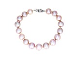 10-10.5mm Purple Cultured Freshwater Pearl Sterling Silver Line Bracelet 7.25 inches