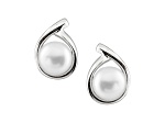 7-7.5mm White Cultured Freshwater Pearl 14k White Gold Earrings