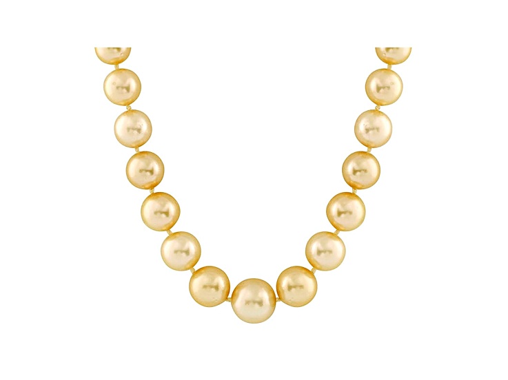 10-13mm Golden Cultured South Sea Pearl 14k Yellow Gold Strand Necklace