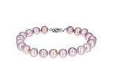 9-9.5mm Purple Cultured Freshwater Pearl 14k White Gold Line Bracelet 8 inches