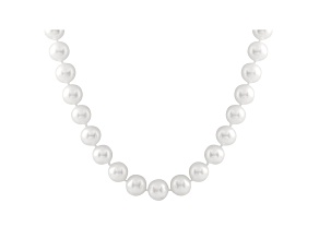 9-9.5mm Silver Cultured Freshwater Pearl 14k White Gold Strand Necklace