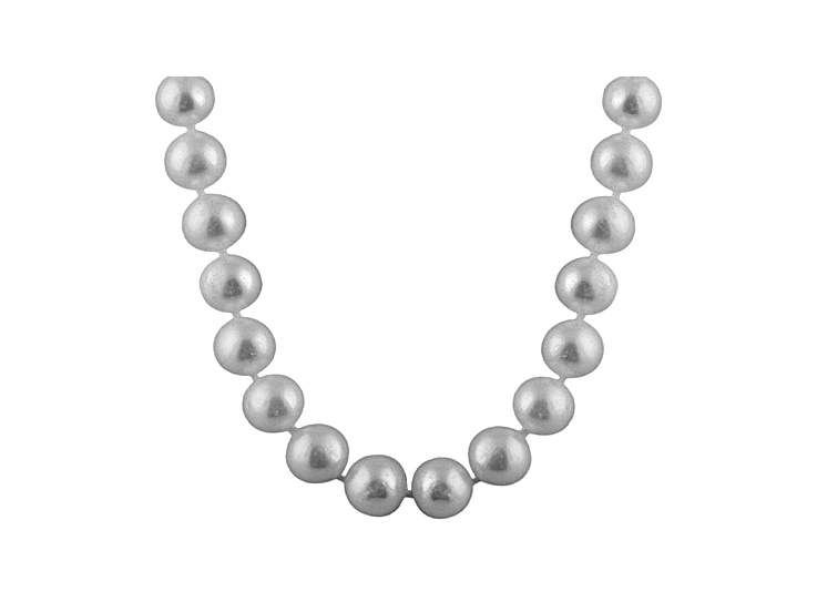 7-7.5mm Silver Cultured Freshwater Pearl 14k Yellow Gold Strand Necklace