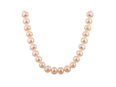 6-6.5mm Pink Cultured Freshwater Pearl 14k White Gold Strand Necklace 24 inches