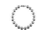 11-11.5mm Silver Cultured Freshwater Pearl 14k White Gold Line Bracelet 7 inches