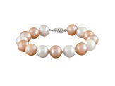 11-11.5mm Multi-Color Cultured Freshwater Pearl 14k White Gold Line Bracelet 7.25 inches