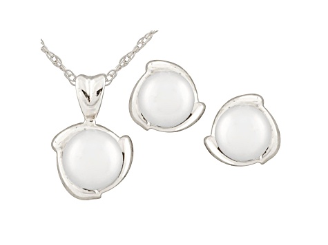 7-7.5mm Cultured Freshwater Pearl 14k White Gold Jewelry Set