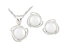 7-7.5mm Cultured Freshwater Pearl 14k White Gold Jewelry Set
