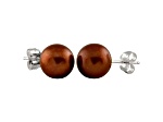 7-7.5mm Mocha Cultured Freshwater Pearl 14k White Gold Stud Earrings