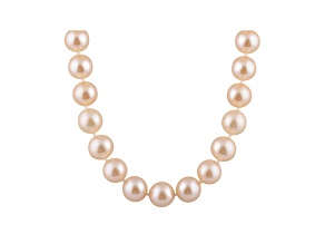 7-7.5mm Pink Cultured Freshwater Pearl Rhodium Over Sterling Silver Strand Necklace 16 inches