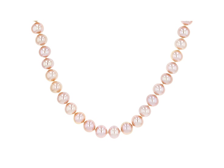 7-7.5mm Purple Cultured Freshwater Pearl Sterling Silver Strand Necklace